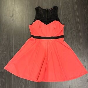 Material Girl - Black and Pink/Orange Dress